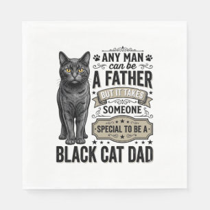 Black Cat Dad Vintage Engraving T-Shirt Design_1 Napkins