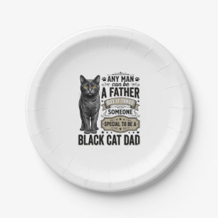 Black Cat Dad Vintage Engraving T-Shirt Design_1 Paper Plates