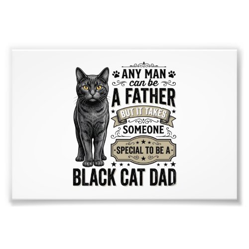 Black Cat Dad Vintage Engraving T-Shirt Design_1 Photo Print