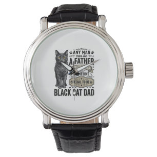 Black Cat Dad Vintage Engraving T-Shirt Design_1 Watch