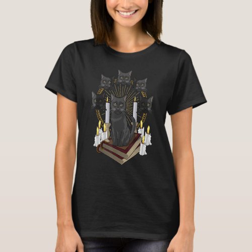 Black Cat Dark Academia Aesthetic Goth Dark Gothic T_Shirt