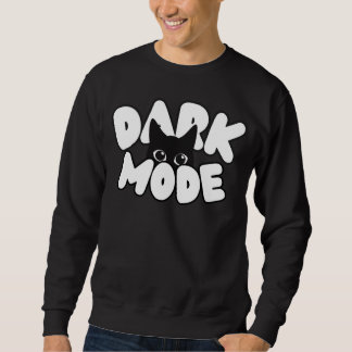 Black Cat Dark Mode Meme Graphic Sweatshirt
