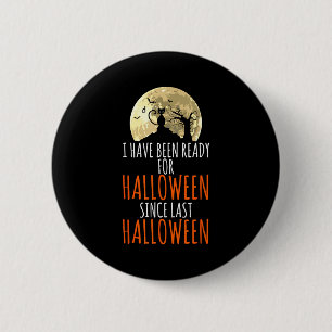 Black cat dead tree ready for halloween  button