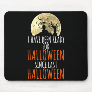 Black cat dead tree ready for halloween mouse pad