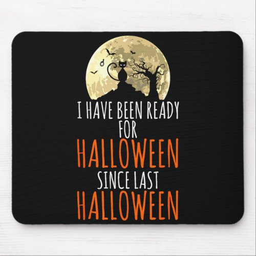 Black cat dead tree ready for halloween  mouse pad