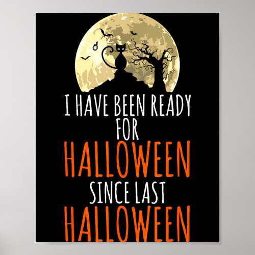 Black cat dead tree ready for halloween  poster