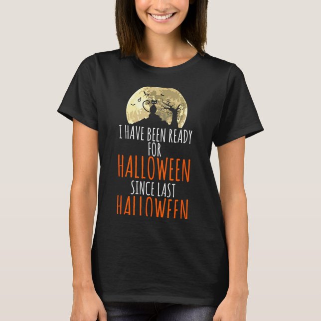 Black cat dead tree ready for halloween  T-Shirt (Front)