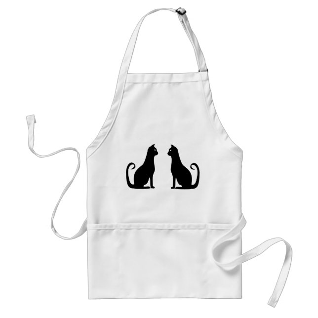 Black Cat Design Adult Apron (Front)