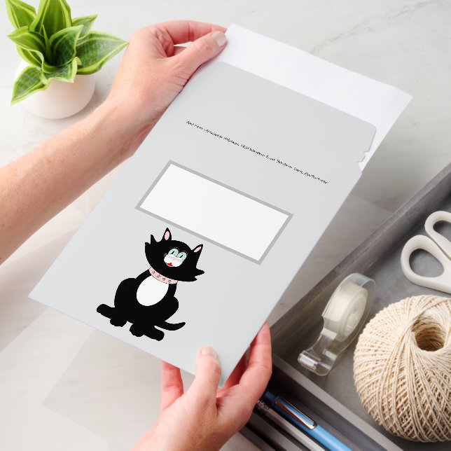 Black Cat Design Any Colour Background Envelope Mailers (Desk)