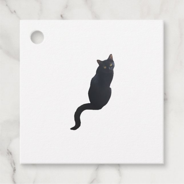 Black cat design  favor tags (Front)