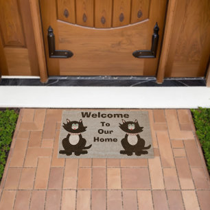 Black Cat Design Fiber Doormat
