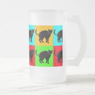 Black Cat Design Frosted Glass Mug