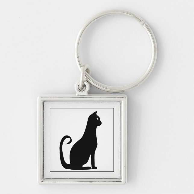 Black Cat Design Keychain (Front)