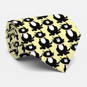 Black Cat Design Neck Tie