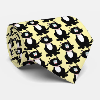 Black Cat Design Neck Tie