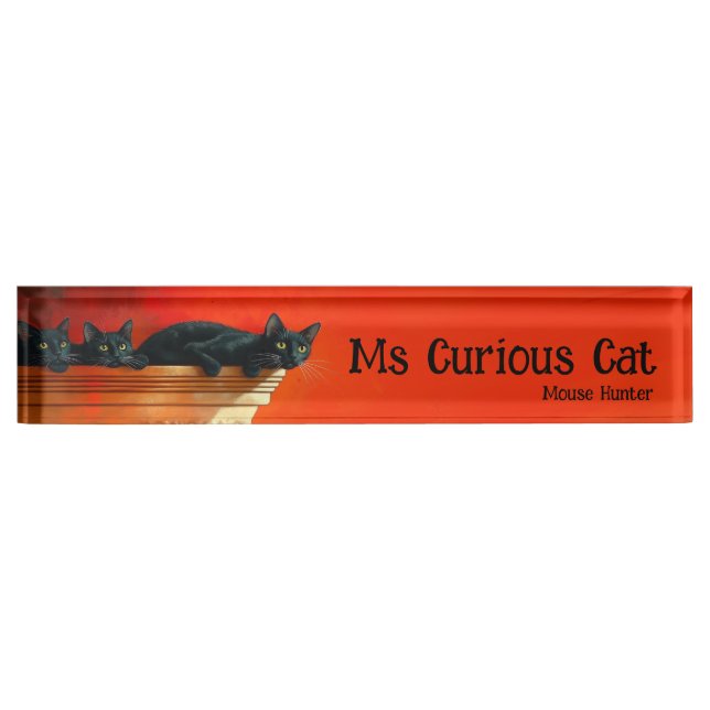 black cat desk name plate (Front)