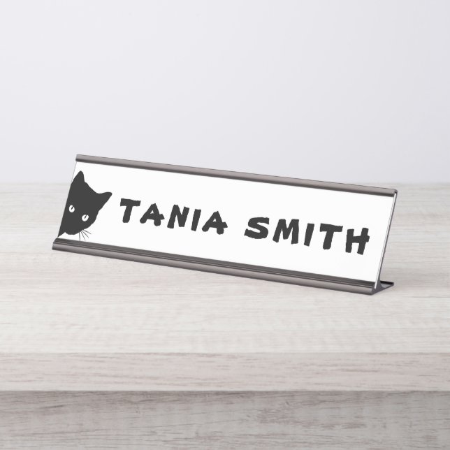 "Black Cat" Desk Name Plate (Front)