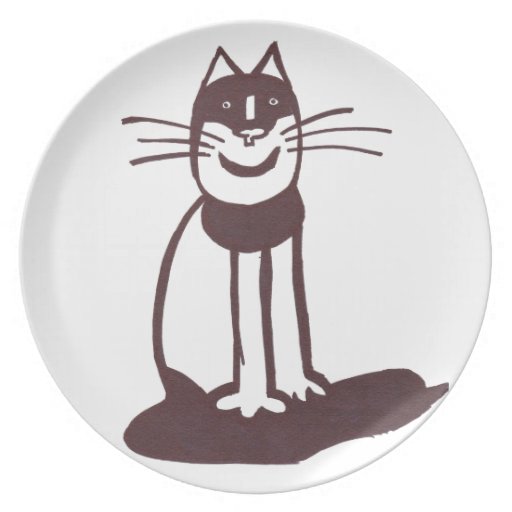 Black cat dinner plate | Zazzle