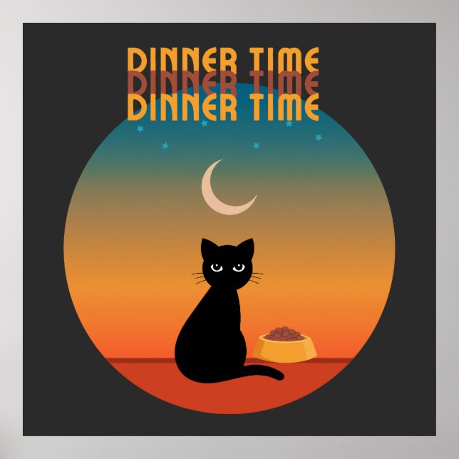 Black Cat Dinner Time Poster (Front)