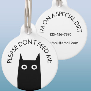 Black Cat Don't Feed Me Medical Pet ID Tag