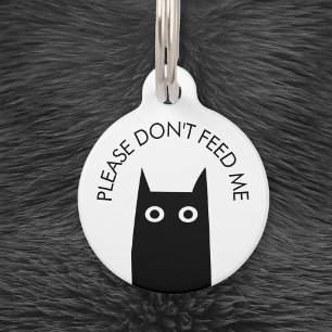 Black Cat Don't Feed Me Medical Pet ID Tag