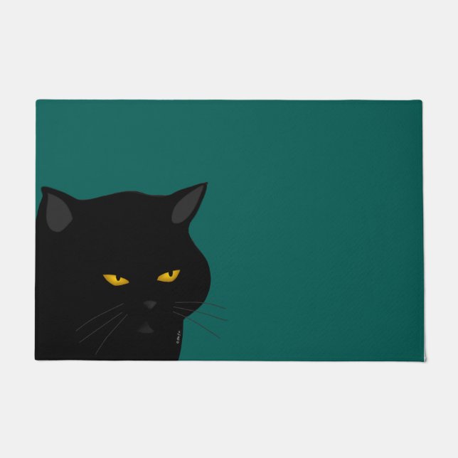 Black Cat Door Mat (Front)