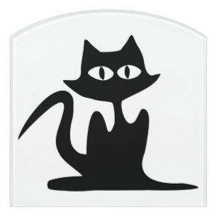 BLACK CAT DOOR SIGN