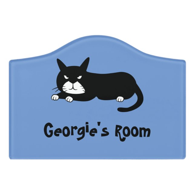 Black Cat Door Sign (Small Crest Front)
