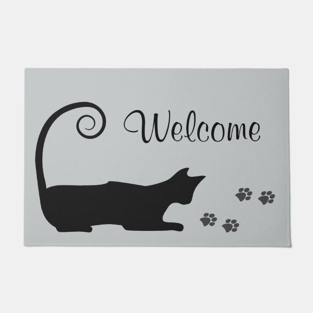 Black Cat Doormat (Front)