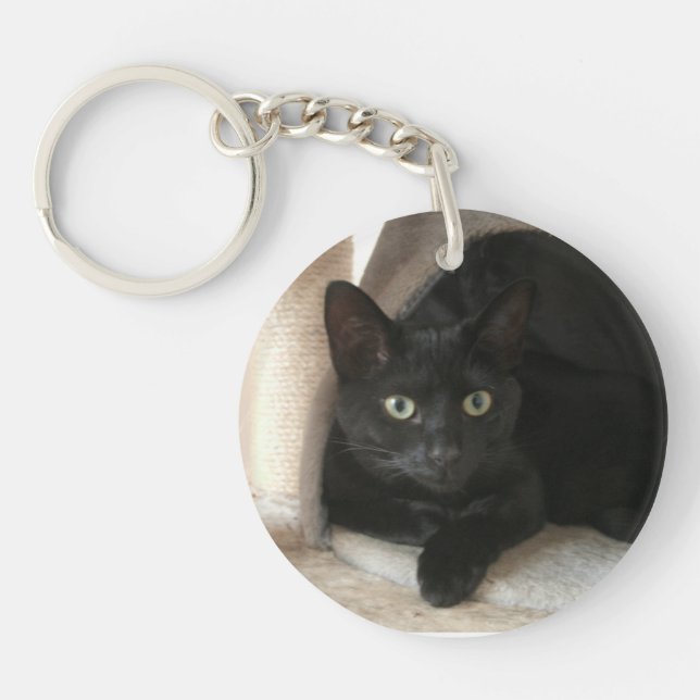 Black Cat Double-sided Keychain (Front)