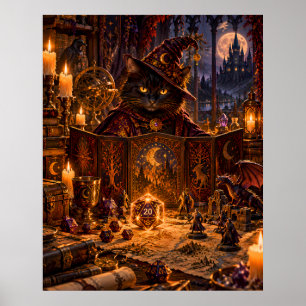 Black Cat Dungeon Master Fantasy Art Poster