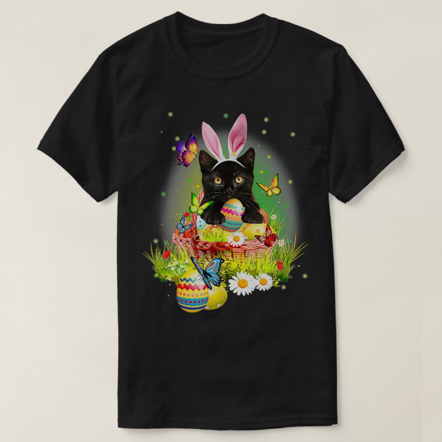 Black Cat Easter Day Bunny Eggs Costume Gift Mens  T-Shirt (Design Front)