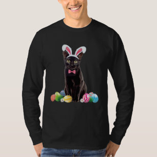 Black Cat Easter Day Bunny Eggs Costume Mens Women T-Shirt