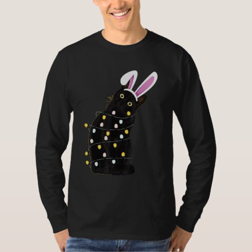 Black Cat Easter Decorations Lights Pajama Easter  T_Shirt