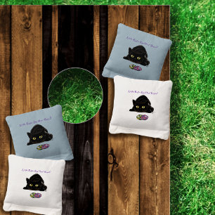 Black Cat Easter Eggs Hunt Holiday Yellow Cornhole Bags