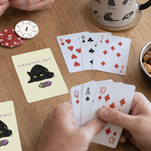 Black Cat Easter Eggs Hunt Holiday Yellow Poker Cards