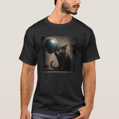 Black Cat Eat Balloon T-Shirt