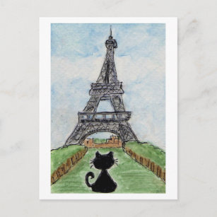 Cats in Paris,romantic night, Eiffel Tower, for cat lovers