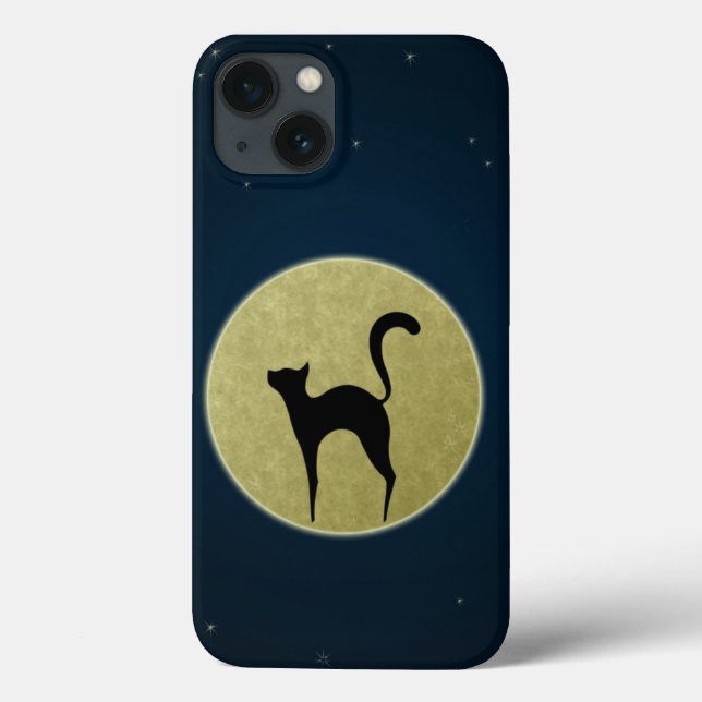 Black cat elegant silhouette and moon Case-Mate iPhone case (Back)