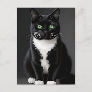 Black Cat Emerald Eyes Postcard