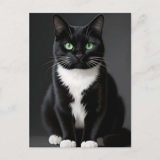 Black Cat Emerald Eyes Postcard (Front)