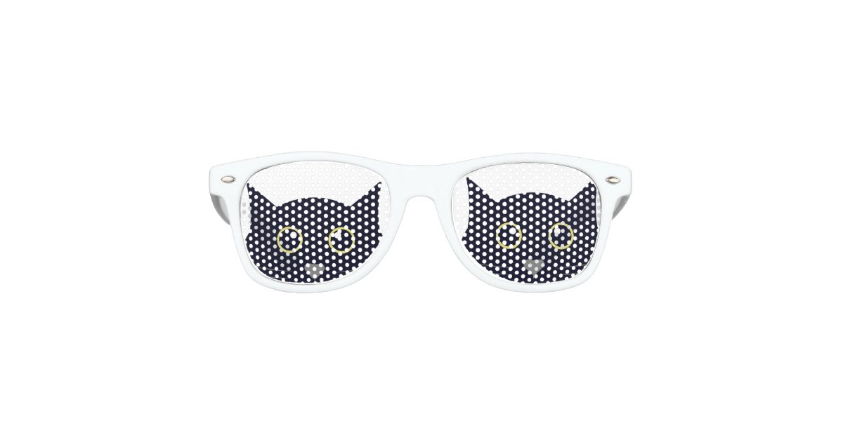 Black Cat Emoji Round Kitten Eyes Picking Retro Sunglasses