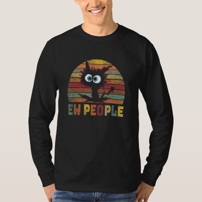 Black Cat Ew People Vintage Cat T-Shirt (Front)