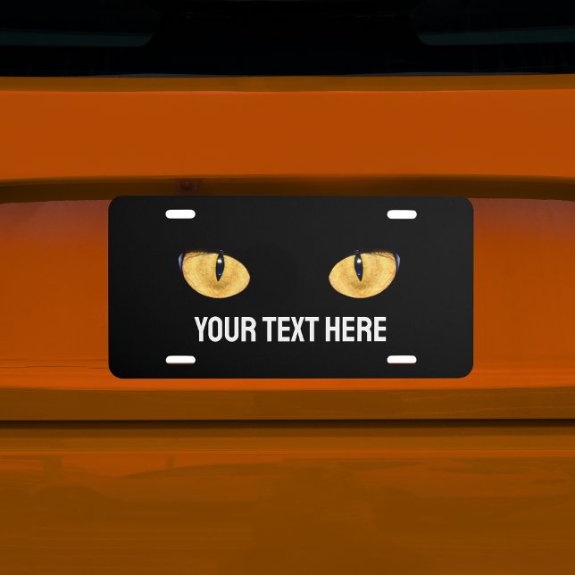 Black Cat Eyes Custom Text License Plate (Creator Uploaded)