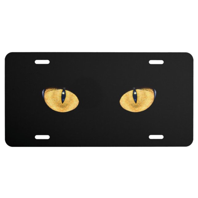Black Cat Eyes Funny License Plate (Front)