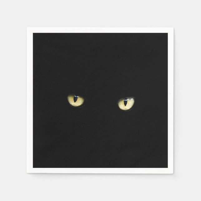 Black Cat Eyes | Halloween Paper Napkins (Front)