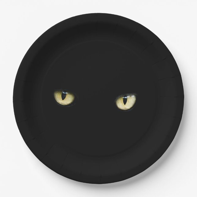Black Cat Eyes | Halloween Paper Plates (Front)