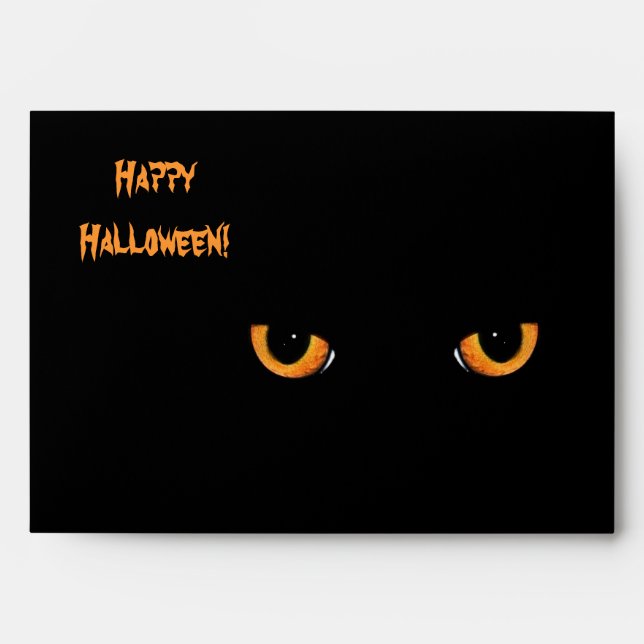 Black Cat Eyes Halloween Party Envelopes (Front)