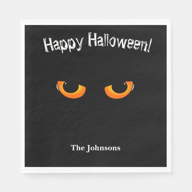Black Cat Eyes Halloween Party Napkins  (Front)