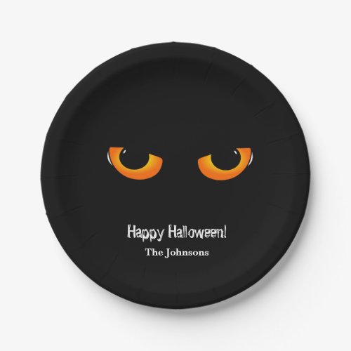 Black Cat Eyes Halloween Party Paper Plates